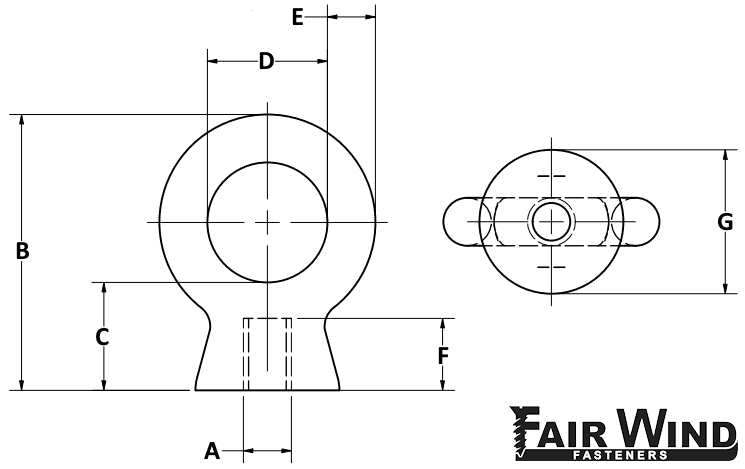 Bronze Eye Nut Dimensions